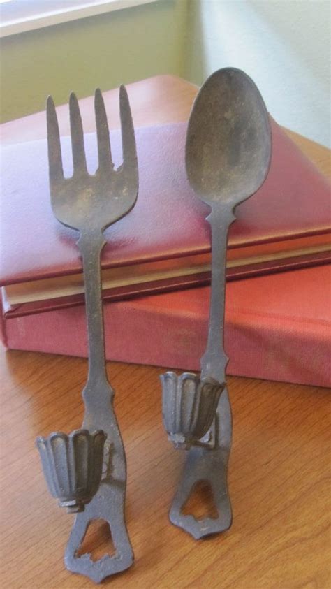 Rustic Fork And Spoon Candleholders By Folkaltered On Etsy 2000