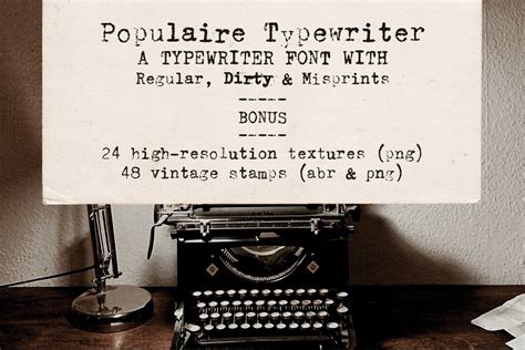 Populaire Typewriter Font & Extras Digital Font Download