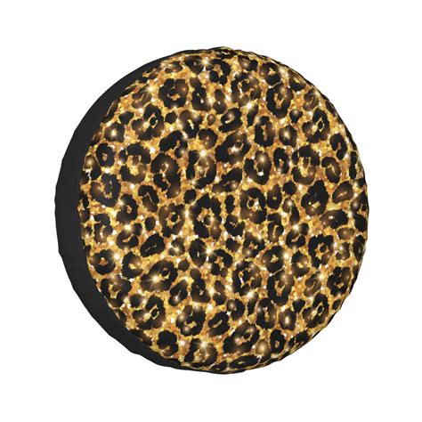 Adobk Gold Glitter Leopard Spare Tire Wheel Cover For Car Truck Suv