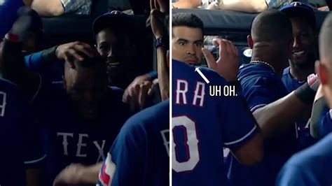 This look of terror is why you should never touch Adrian Beltre’s head ...