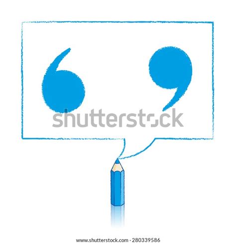 Blue Pencil Reflection Drawing Solid Quotation Stock Vector Royalty