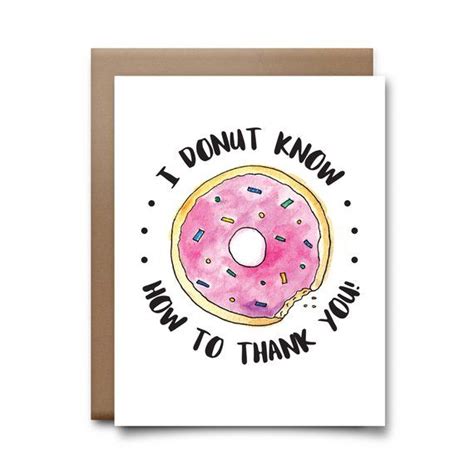 Donut Thank You Greeting Card Thank You Card Etsy Thank You