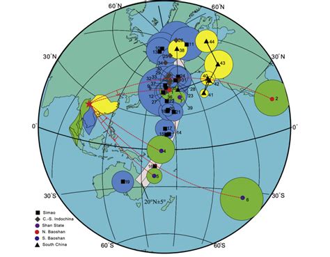 Equal Area Projections Of The Late Paleozoic To Mesozoic Paleomagnetic