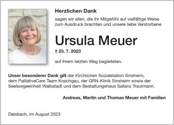 Traueranzeigen Von Ursula Meuer Trauer Rnz De