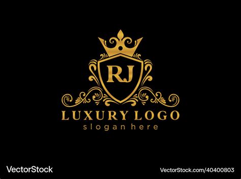 Initial Rj Letter Royal Luxury Logo Template Vector Image