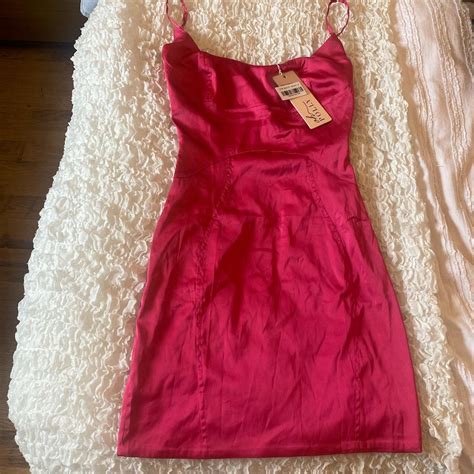 Oh Polly Hot Pink Satin Mini Dress Size New With Depop
