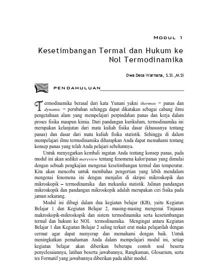 Kesetimbangan Termal Dan Hukum Ke Nol Termodinamika