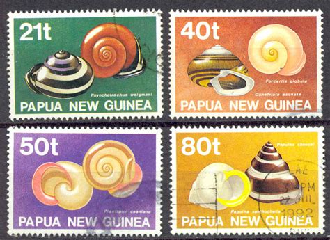 Papua New Guinea Sc 750 753 MH 1991 Snail Shells Australia Oceania