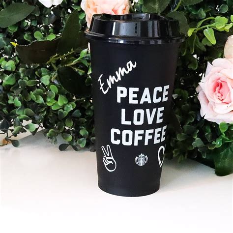 Genuine Starbucks 16 Fl Oz Coffee Cup Personalised In Black Etsy