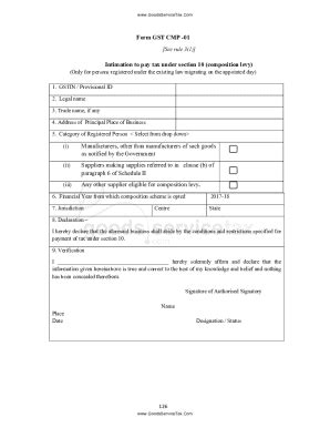 Fillable Online PDF Form GST CMP 01 Intimation To Pay Tax Under