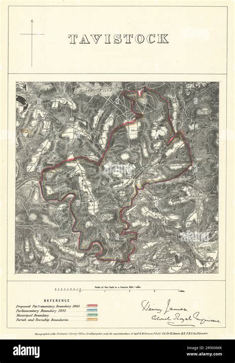 Tavistock, Devon. JAMES. Parliamentary Boundary Commission 1868 old map ...