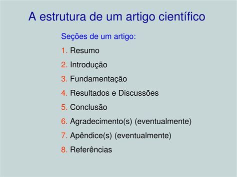 PPT A estrutura de um artigo científico PowerPoint Presentation free