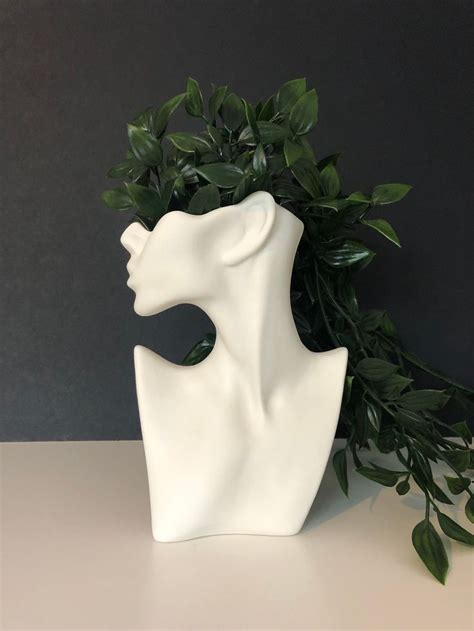 Head Face Ceramic Planter Vase Nordic Style Sculpture Indoor Plant Pot