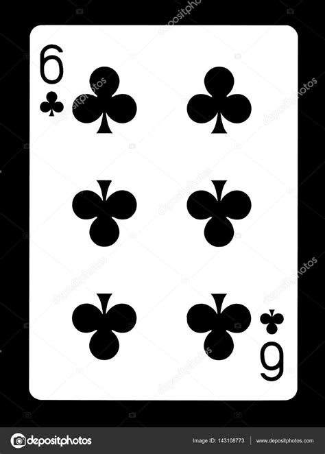 Six of clubs playing card, isolated on black background. — Stock Photo ...