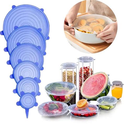 Купити Силіконові багаторазові кришки набори 6 штук для продуктів і ...