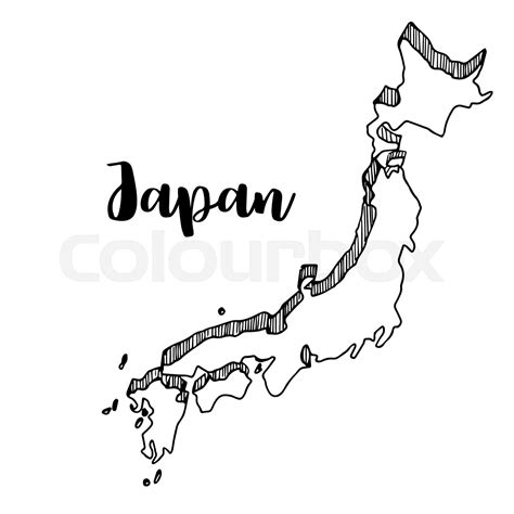 Hand Drawn Of Japan Map Vector Illustration Stock Vector Colourbox