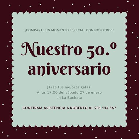 Plantillas De Invitaciones A 50 Aniversario Editables Canva