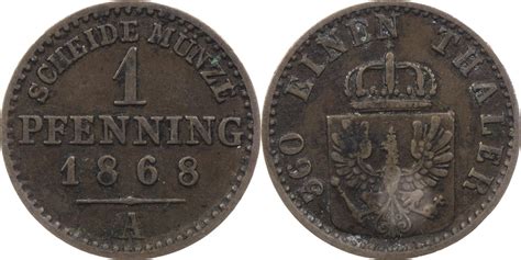 Preussen Pfennig A Wilhelm I Vf Ma Shops