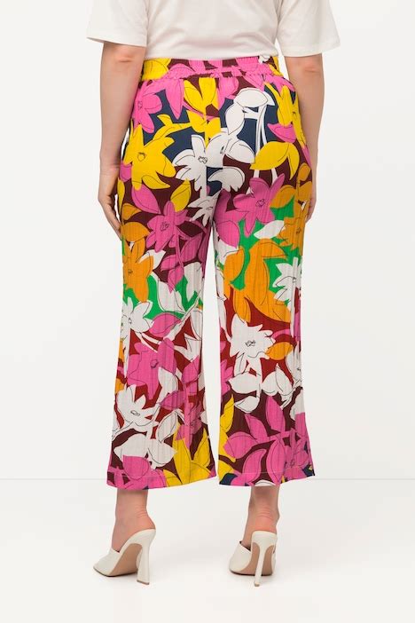 Cropped Floral Print Wide Leg Pants Culottes Pants