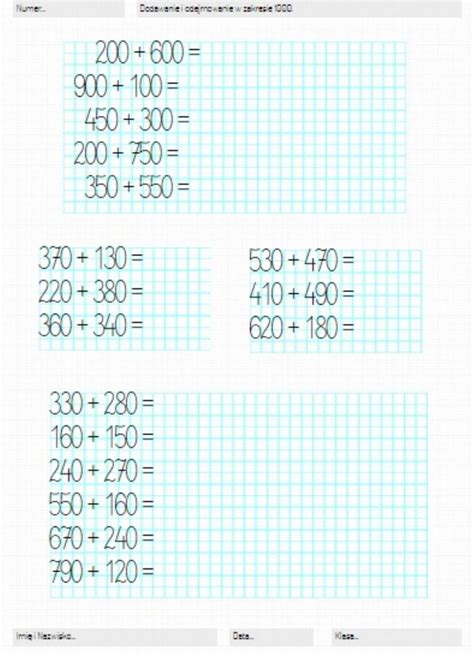 Dodawanie I Odejmowanie W Zakresie 1000 Worksheet Hot Sex Picture