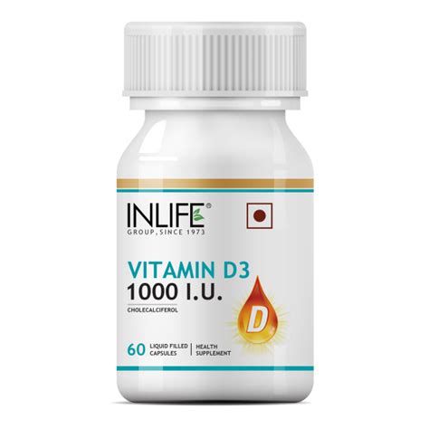 Inlife Vitamin D3 1000 Iu Capsules 60s Bone Health Support