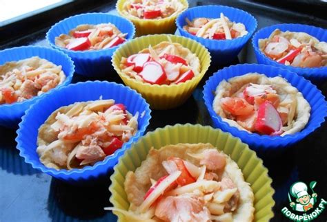 Мини-киш "Морское ассорти" – кулинарный рецепт