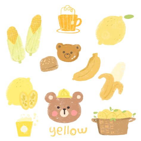 Korean Bear Yellow Doodle Free Printable Bear Drawing Ear Drawing