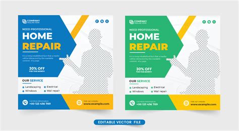 Modern House Renovation Service Web Banner Vector For Online Marketing