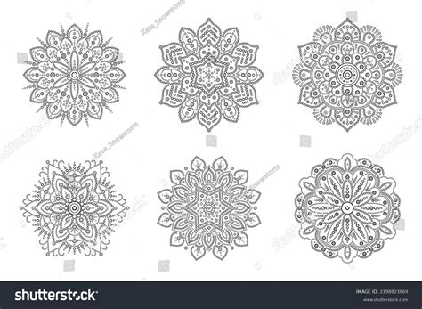 Set Mandala Design Mehndi Stock Vector (Royalty Free) 2198823869 ...