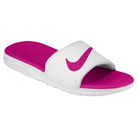 Nike Nike Women S Benassi Solarsoft Slide Sandal White Fire Berry 11 B M Us