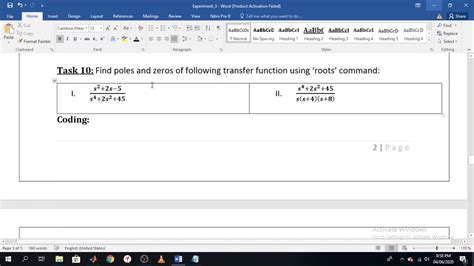 Finding Poles And Zeros Of A Given Transfer Function In Matlab Youtube