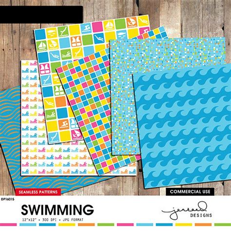 Swimming Digital Papers Summer Fun Scrapbooking Pool Etsy