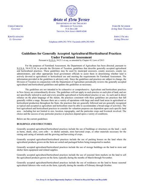 Guidelines For Generally Accepted Agricultural Horticultural