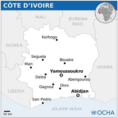 Cote d'Ivoire Map and Cote d'Ivoire Satellite Images