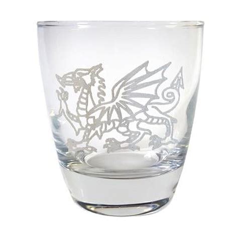 10 Oz Welsh Dragon Engraved Lowball Glass