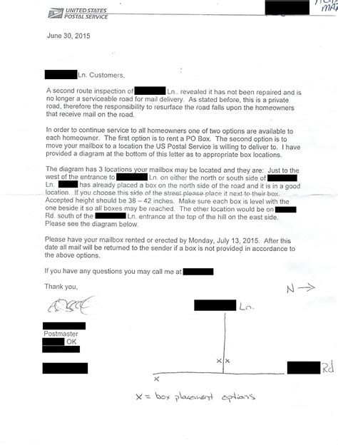 Mailbox Location : USPS