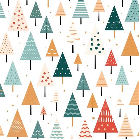 Geometric Christmas Trees Seamless Vector Pattern Design Doodle