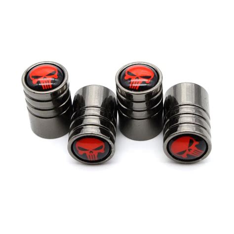 4 Pcs Set Car Styling Copper Skull Logo Car Tire Valve Caps Wheel Tires