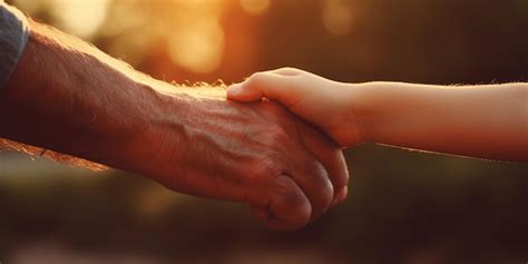 Premium Ai Image Father And Son Holding Hands With Sunset Background