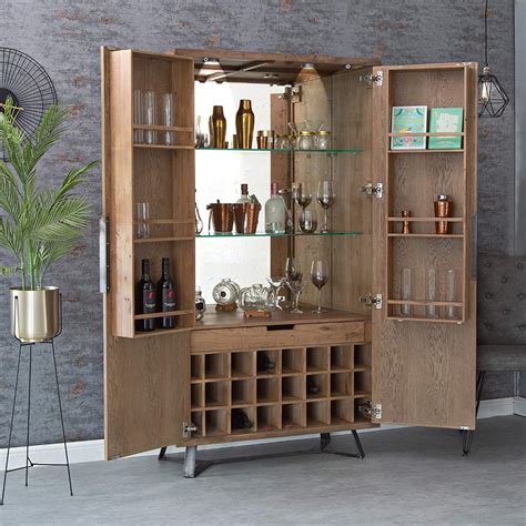 Industrial Oak Tall Drinks Cabinet