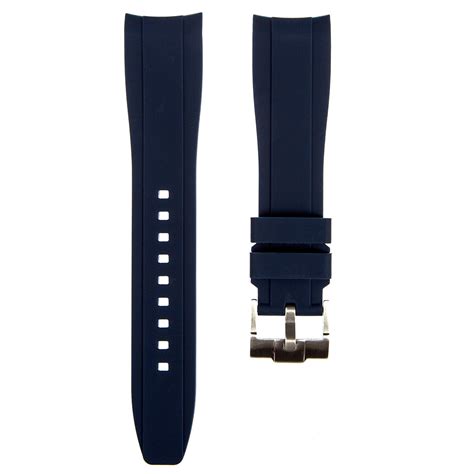 Navy Curved End Rubber Watch Strap 20mm For Rolex Submariner 40mm