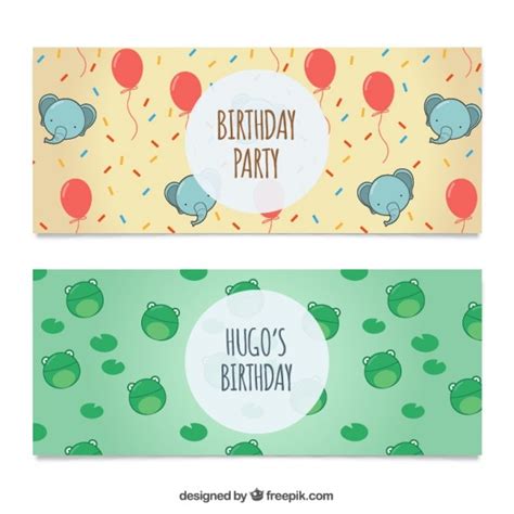 Free Vector | Lovely birthday party banners