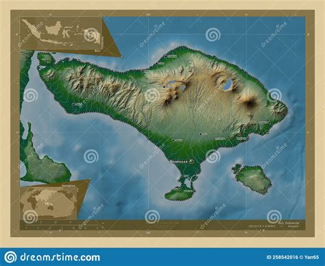 Bali Indonesia Physical Labelled Points Of Cities Stock Illustration