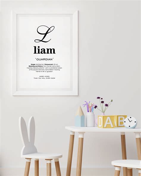 Liam Name Meaning Printable Name Art Modern Nursery Decor - Etsy