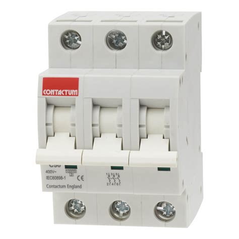 Contactum 50A 10kA Triple Pole MCB Type C ElectricalDirect