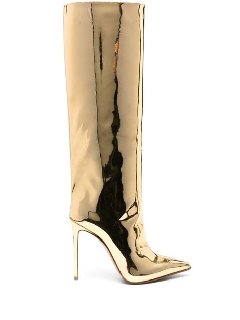 Le Silla Eva Mm Metallic Boots Gold Farfetch