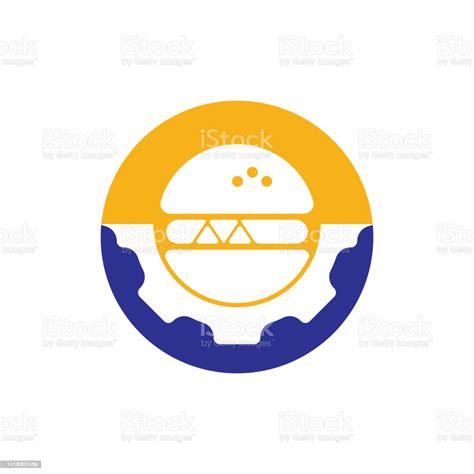 Burger And Gear Icon Vector Logo Fast Food Restaurant Logo Concept