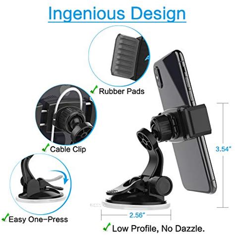 Apps2car Suction Cup Phone Holder For Car With Adjustable Arm Low