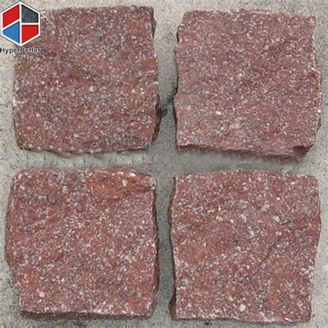 Red Porphyry Cobble Stone 10x10cm Natural Paving Stone Made In China