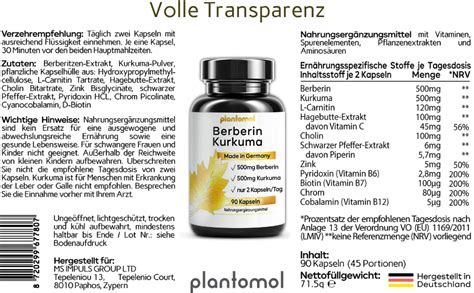 Plantomol 90 Berberin Kapseln Hochdosiert Berberin 500 Mg 500mg